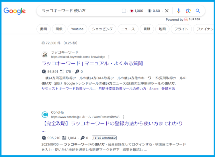 Google検索結果画面